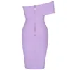 Ocstrade bandage jurk arrival liilac bodycon vrouwen zomer sexy een schouderfeest club outfits 210527