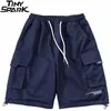 Hip Hop Streetwear Cargo Shorts Lettre Poches unies Hommes Harajuku Coton Jogger Summer Track court noir 210716