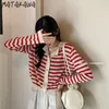 Matakawa Çizgili O-Boyun Kazak Kadın Bahar Kore Gevşek Japon Moda Kazak Tatlı Ince Uzun Kollu Hırka Top 210513