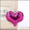 Key Rings Jewelry Sequins Heart Chain Real Leather Keychain Car Ring Gift Drop Delivery 2021 Ti9Ou
