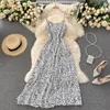 Summer Sexy Women Spaghetti Strap Polka Dot Long Dress Casual Female High Waist Slim Holiday Beach 210423