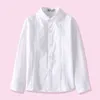 Printemps Enfants Vêtements Mode Adolescent Blanc Blouses À Manches Longues Coton Turn-down Col Chemises Uniforme D'école Primaire 210622