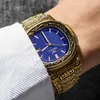 Mode Quartz Watch Men Märke Onola Luxury Retro Golden Rostfritt Stål Guld s Reloj Hombre 210609