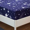 Blue Stars Europe Fitted Sheet with 2 Pillowcase Adult Reactive Printed Bed Linen Fitted Sheet Queen Size Bed Sheet With Elastic 210626