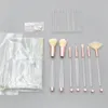 Makeup Brushes 7Pcs Empty Clear Handle Portable and Glitter with Cosmetic Bag Over DIY Brushes Set5407601