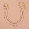 Hänge halsband slät runda paljetthalsband för kvinnor guldfärg skiktade kvinnliga klavikelkedjor modesmycken