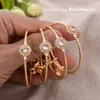 France Baby Gold Color Bangles Female Zircon Stone Micro Inlay Bracelets for Girls Boys Bangles 4-10 Years Old Girls Gifts Q0717