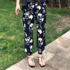 Sommarstil Kvinnor Byxor Plus Storlek Elastisk Midja Loose Print Ankel Längd Bomull Kvinna Holiday Casual Harem D66 210512