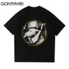 Tshirts Hip Hop Creative Drukuj Krótki Rękaw Przegupnione koszulki Koszulki Harajuku Casual Punk Rock Gothic T-shirt Topy 210602