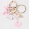 Cute Girls' Keychains Car Keys Key Chains Bag Decor Pink Rosette Rainbow Pendant Charms for Airpods for Samsung Galaxy Buds Gift H1011