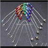 Rock Crystal Quartz Luźna Biżuteria (10strand / Lot) Hurtownie Reiki Penot Healing Mieszane 7 Chakra Gem Kamień Koraliki Łańcuch Aessors Charms Colorf