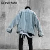 GONTHWID Van Gogh Painting Patchwork Embroidery Denim Jackets Hip Hop Casual Loose Jean Jackets Streetwear Fashion Outwear Coats 211025