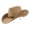 Chapeau de jazz 36 Stlye 100 Men de cuir Western Cowboy Hat pour gentleman papa Cowgirl Sombrero Hombre Caps Taille 5859CM91579587102529