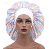 Coloré Large Bande Extra Large Satin Bonnet Bonnets De Sommeil Femmes Soins Des Cheveux Chapeau De Nuit Chapeaux Accessoires De Mode