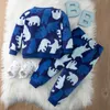 Ny vinter baby pojke förtjockta pyjamas set flannel fleece toddler barn varm catoon sleepwear barn hemdräkt g1023