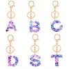 패션 A-Z 편지 Keychain 유행 창조적 인 다채로운 26 영어 열쇠 고리 초기 수지 핸드백 열쇠 고리 여성 선물