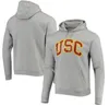 USC Trojans Heathered Gray Vintage Logo Club Fleece Pullover Hoodie UConn Huskies Sweatshirt AAA