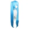 Festival Party Anime Cosplay Wig Synthetic Hair Long Green Wigs With Bangs Straight Female 2 Clip On Double Ponytail