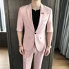 Light Blue Summer Red Suits For Mens 2 Pcs Pink Dresses Elegant Gentlemen White Classic Blazers Sets Pants Party Wear Men's &294V