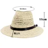 Strandstrohhüten Breiter Krempe Hut Stroh Belt Ritter Party Cap Pure Color Shade Sommer Herbst Sunhat Outdoor Caps Britisch -Stil WMQ829