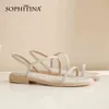 Sophitinaの女性のサンダルの簡潔な薄いストラップの固体着用便利な女性コンフォートウォーキング夏の女性の靴Po697 210513