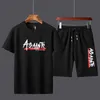 Sommer Herren Sport Trainingsanzüge T-Shirts Shorts Sets Polyester Mode Trainingsanzüge T-Shirt Bermuda Masculina Board Shorts Gedruckt 210601