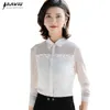 Spring Lace Ruffle Design Fashion Blouses à manches longues pour femmes Chemise Office Lady Vêtements formels 210604