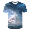 남자 티셔츠 2022 남성용 패션 티셔츠 3D 인쇄 별이 빛나는 하늘 반소매 여름 느슨한 큰 오 셔츠 캐주얼 스트리트 T