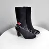 Herbst Winter Socken mit Absatz Stiefel Mode sexy Gestrickte elastische Stiefel Designer Alphabetische Frauen Schuhe Dame Brief Dicke High Heels 9,5 cm Große Größe 35-42 Mit Box