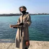 Femmes laine mélanges 2022 couleur unie à manches longues pardessus femme couche de finition élégant revers manteau col rabattu Trench veste