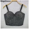 Sexy Bright Beading Sequins Nightclub Push Up Bralette Bra Cropped Wear Out Corset Tops Female Camis Crop Clothes X0726