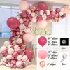 90pcs rose et rose ballon arc guirlande kit pour mariage douche nuptiale bébé douche anniversaire baptême toile de fond décor 210719