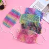 50pcs DHL Ship Fashion Colorful Mesh Designer Party Face Mask Bling Diamond Rhinestone Grid Net Sexy Hollow Masks Reuseable