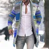 Mens Fashion Single Breasted Tops à manches longues Outcoat Vintage Multicolore Imprimer Hommes Slim Outwear Casual Stand Col Manteaux Veste 211214