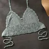 Sexy Femmes Bikini Crop Top Crochet Boho Beach Bralette Halter Cami Tricoté Soutien-Gorge Dos Nu Été Vacances Beachwear Camisoles 233d