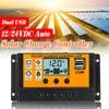 LCD-display 12V / 24 V Auto Solar Charge Controller PWM DUAL USB-controller - 20A