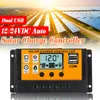 Écran LCD 12V/24V Contrôleur de charge solaire automatique PWM Contrôleur double USB - 20A