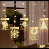 Decorations Festive Party Supplies & Garden Drop Delivery 2021 Qifu Elk Snowman Curtain Light Christmas Decor For Home Navidad Noel Cristmas