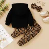 Primavera e outono 3pcs bebê menina conjunto de leopardo para roupas 210528