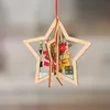 3D Christmas Ornament Drewniane Wiszące Wisiorki Gwiazda Xmas Tree Bell Christmas Decorations for Home Party