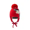 Zima dzianiny kapelusz kreskówki jelenie żakardowe Boże Narodzenie ciepłe ochrona uszu kapelusze dla dziecka Unisex futro kulkowe dekoracji maski