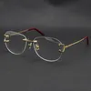 New Metal Rimless Luxury Diamond cut Occhiali da lettura Montature da vista Occhiali da vista da donna Grandi occhiali quadrati con scatola Oro 18 carati Fashion Optica269A