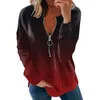 Damen T-Shirt 2022 Herbst Frauen Sweatshirts Lose Lässige V-Ausschnitt Reißverschluss Langarm Top Pullover Streetwear Damen Mode Hoodi