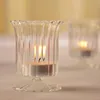 Bougeoirs Creative Lit Dîner Tasse Support En Verre Transparent Rayure Chandelier Lanternes Lumineuse Avec Bougies