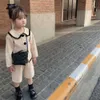 Mudkingdom maluch dzieciak Dziewczynka Ubrania Zestaw Długim Rękaw Dress Dress Set Peter Pan Blazer Spodnie 210615
