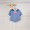 Spring Baby Girl Bodysuit Cartoon Bow Striped Jumpsuit born Cute Style Kids Clothes E20 210610