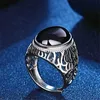 Bagues en cristal pour hommes, bague en diamant d'agate noire, motif creux, noir, simple, mode, ouverture, styles de cluster pour dames