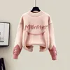 Damskie spodnie Damskie Spodnie Casual Dress Women Monster Letter Drukowane Dzianiny Mink Fleece Pullover Swetry + Zestawy Garnitur Kobiet Plus Rozmiar