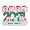 2021 Hars Gepersonaliseerde Sneeuwpop Familie van 4 Kerstboom Ornament Custom Gift voor Moeder, Papa, Kid, Oma Hanger