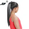 Синтетические парики длинные 22 "шелковистые прямые плиты плиты хвост для женщин клип в ствол волосы пони хвост поддельные